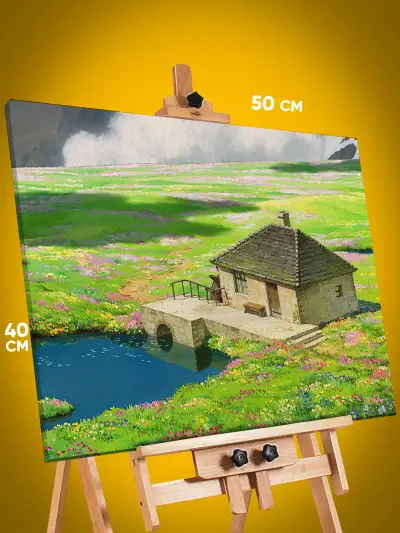 Картина на стену Хаяо Миядзаки Аниме пейзаж 40x50