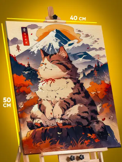 Картина на стену Котики Арт дзен Япония Азия 40x50
