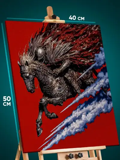 Картина на стену Dark Souls Игра рыцарь на коне 40x50