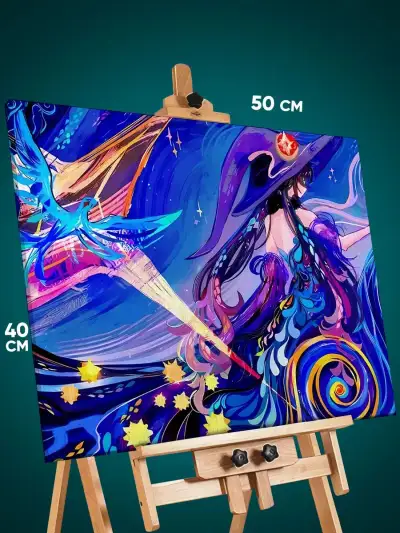 Картина на стену Геншин Импакт Игра Мона 40x50