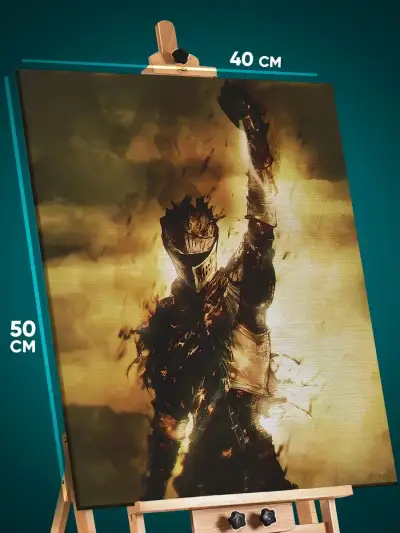 Картина на стену Темная фэнтези Игра рыцарь Dark Souls 40x50