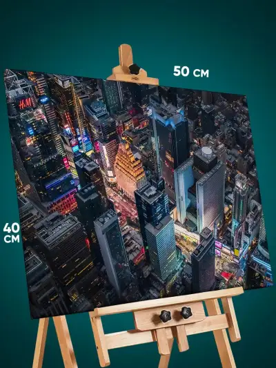 Картина на стену Пейзаж городской небоскребы ночь 40x50