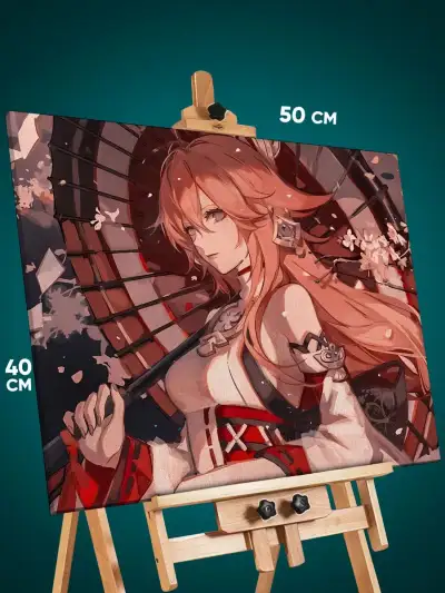 Картина на стену Геншин Импакт Игра Яэ Мико 40x50