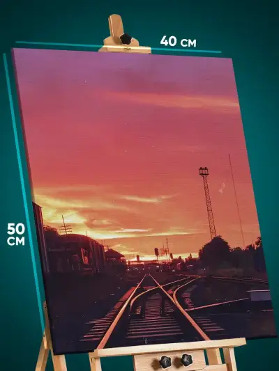 Картина на стену Пейзаж летний железная дорога закат 40x50