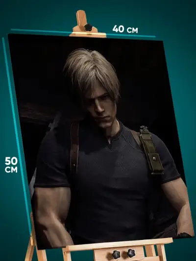 Картина на стену Resident Evil Игра Леон Кеннеди 40x50