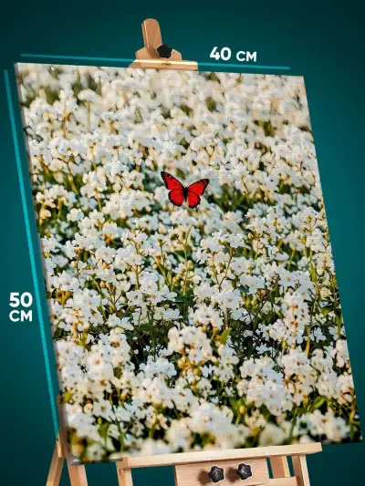Картина на стену Цветы поле бабочка 40x50