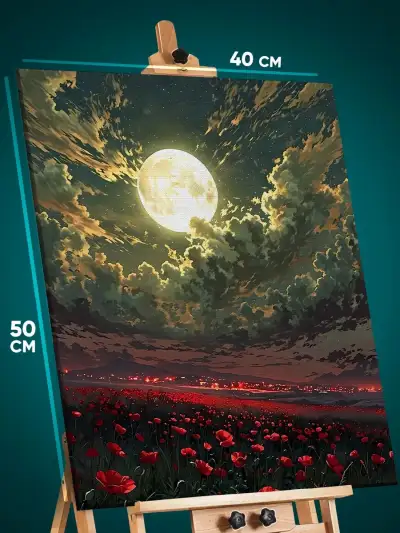 Картина на стену Цветы поле луна 40x50