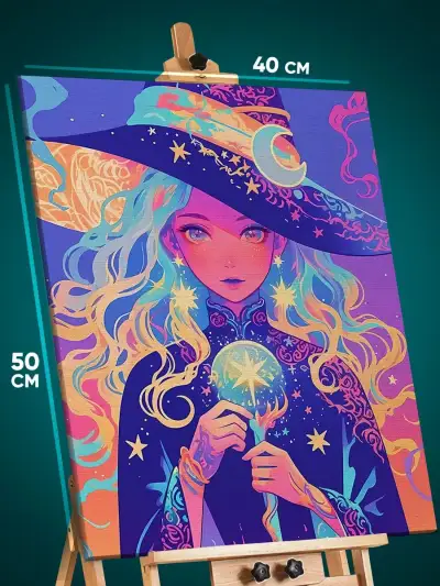 Картина на стену Фэнтези Аниме-арт волшебница ведьма 40x50
