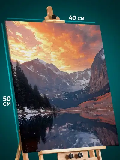 Картина на стену Пейзаж зимний природа река горы 40x50