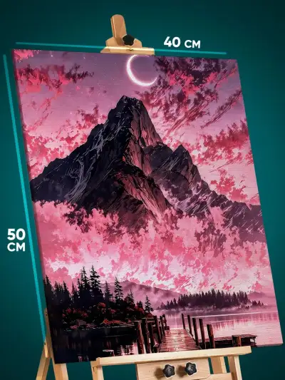 Картина на стену Пейзаж лесной природа озеро облака горы 40x50