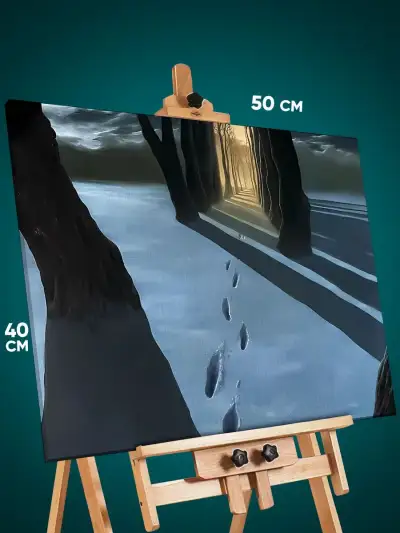 Картина на стену Пейзаж зимний природа следы 40x50
