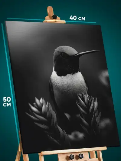 Картина на стену Животные птица калибри монохром 40x50