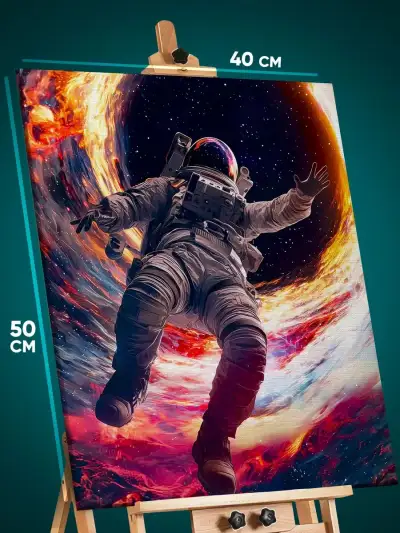 Картина на стену Космос космонавт черная дыра 40x50