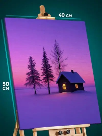 Картина на стену Пейзаж зимний природа дом закат 40x50