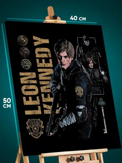 Картина на стену Resident Evil Игра Леон Кеннеди 40x50
