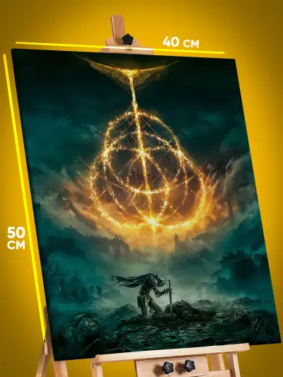 Картина на стену Темная фэнтези игра рыцарь Elden Ring 40x50