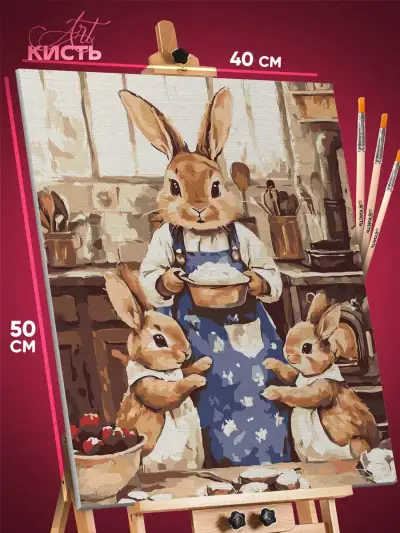 Картина по номерам Животные Арт заяц кролик милые 40x50