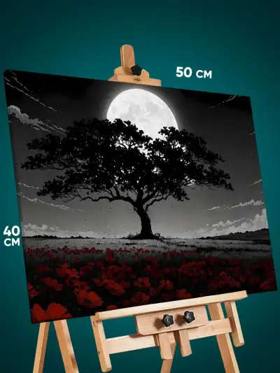 Картина на стену Цветы дерево луна 40x50