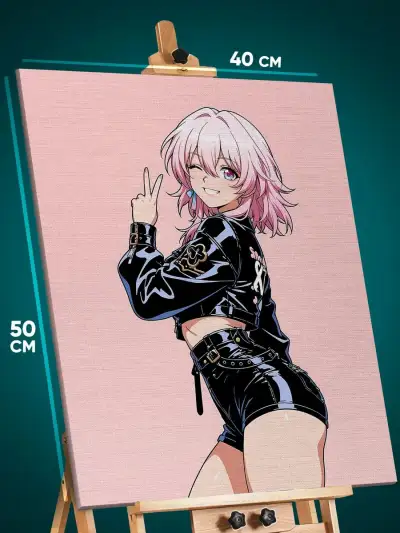 Картина на стену Honkai: Star Rai Игра девушка ретро 40x50