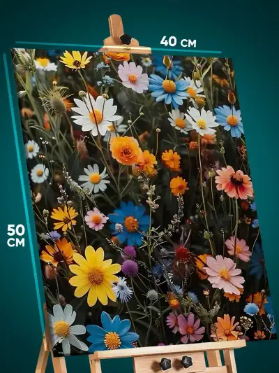 Картина на стену Цветы ромашки поле 40x50
