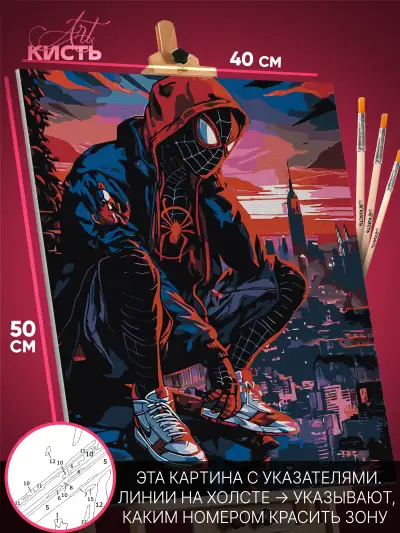 Картина по номерам Marvel Человек-паук Майлз Моралес 40x50