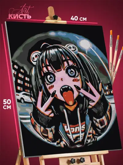 Картина по номерам Vocaloid Вокалоиды Мику Хатсуне 40x50