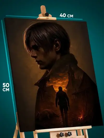 Картина на стену Resident Evil Игра Леон Кеннеди 40x50