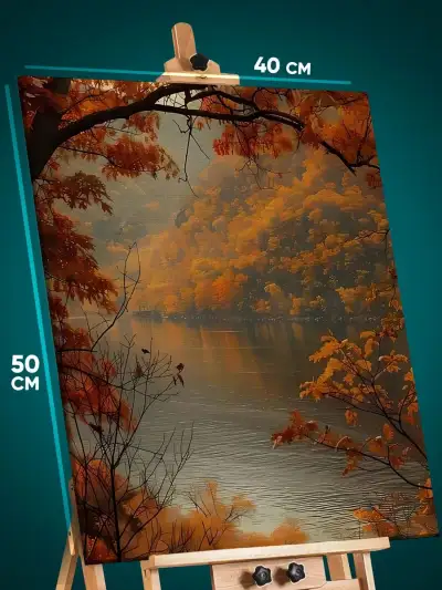 Картина на стену Пейзаж лесной природа река осень 40x50
