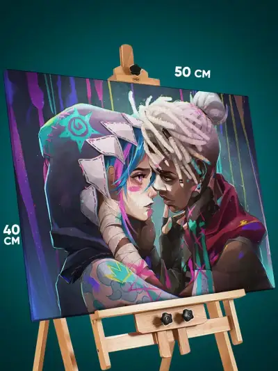 Картина на стену Аркейн Игра Джинкс и Экко 40x50