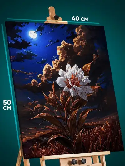 Картина на стену Цветы ночь луна 40x50