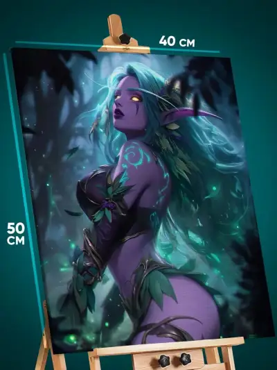 Картина на стену World of Warcraft Игра ночная эльфийка 40x50