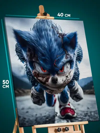 Картина на стену Sonic мультфильм Еж Соник 40x50
