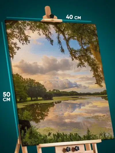 Картина на стену Пейзаж лесной природа река 40x50