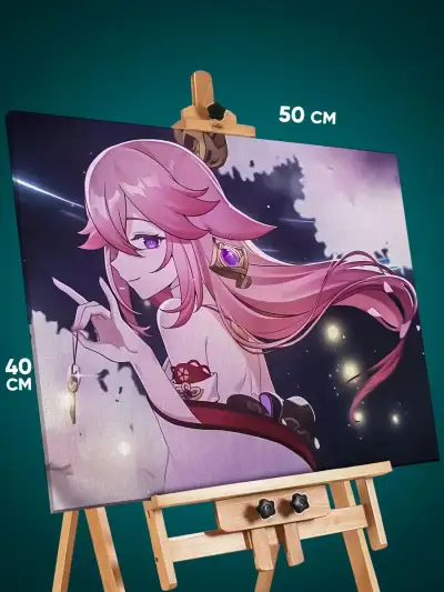 Картина на стену Геншин Импакт Игра Яэ Мико 40x50