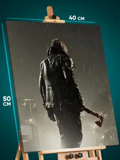 Картина на стену Resident Evil Игра Леон Кеннеди 40x50